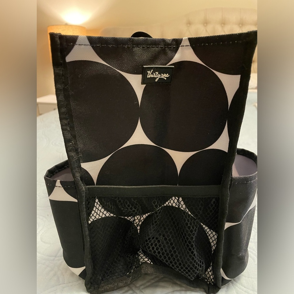 Thirty one black, polka dot bag